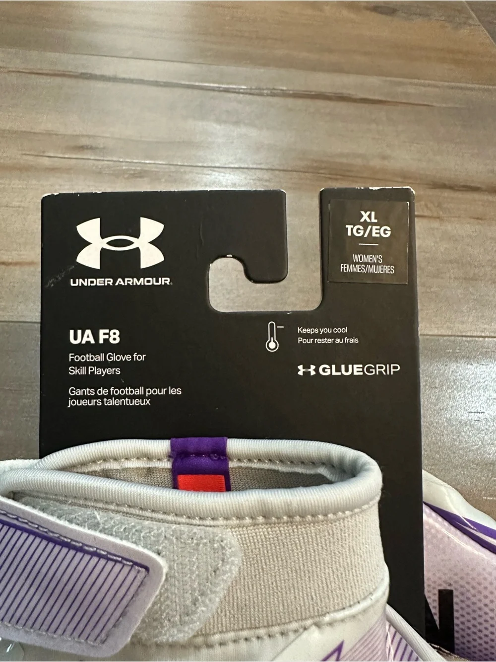 Under Armour Women’s F9 White & Purple Football Gloves
